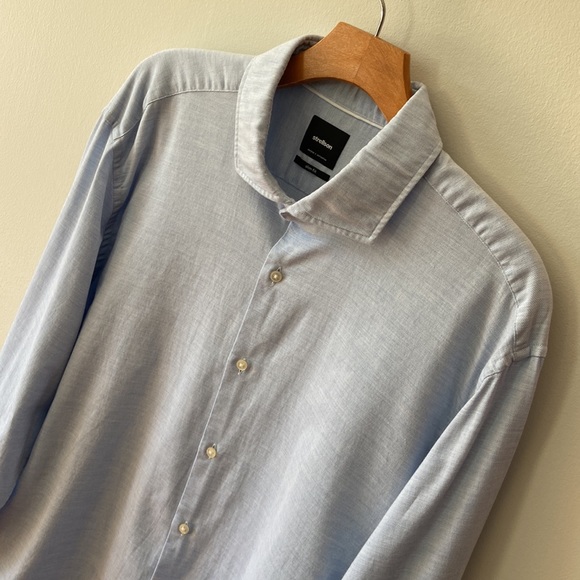 Strellson Sereno Slim-Fit Long-Sleeve Shirt Light Blue Size 17 - Picture 3 of 16